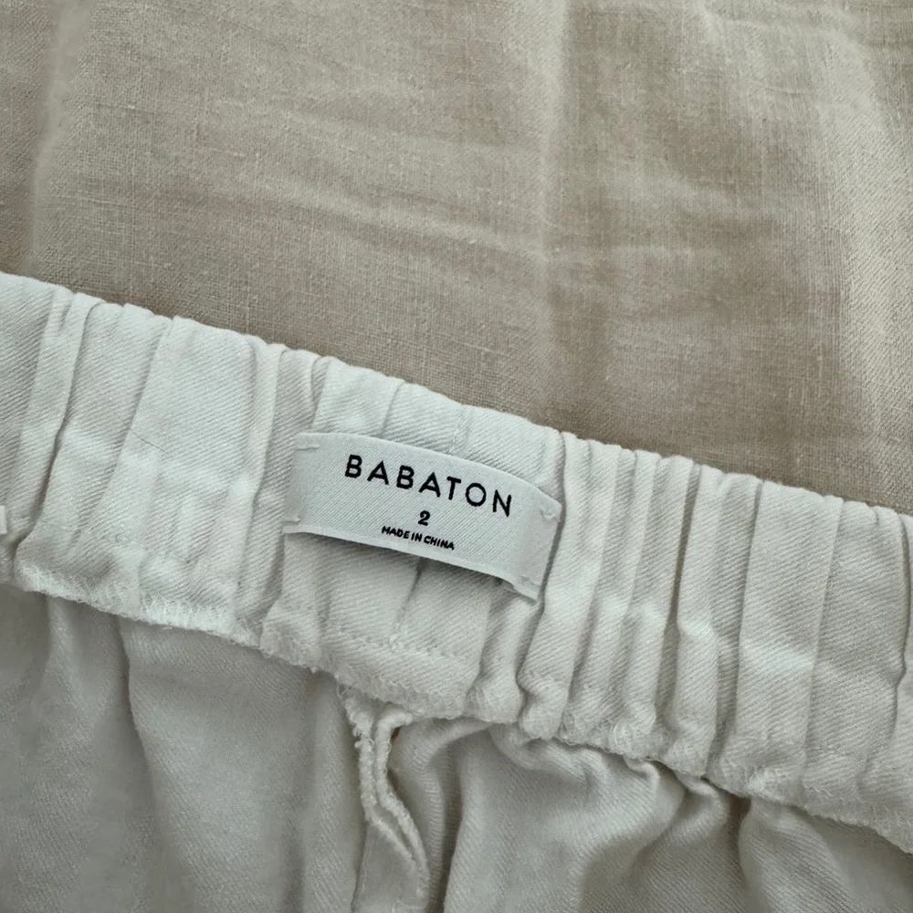 Aritzia Babaton White Linen Blend Pants